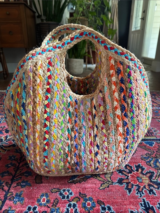 Antik Kraft Handbags - Multi-Color Woven Straw Tote Bag - Casual Summer Handbag